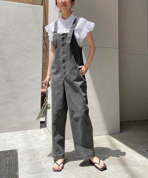 CAPRICIEUX LE'MAGE（カプリシューレマージュ）の「バイオサロペット（サロペット/オーバーオール・レディース・アイボリー/グレー・FREE）」の6枚目の写真