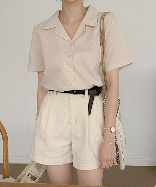 merongshop（メロンショップ）の「MERONGSHOP リネン混開襟シャツ（シャツ/ブラウス・レディース・スカイブルー/ライトベージュ/ホワイト・FREE）」の12枚目の写真