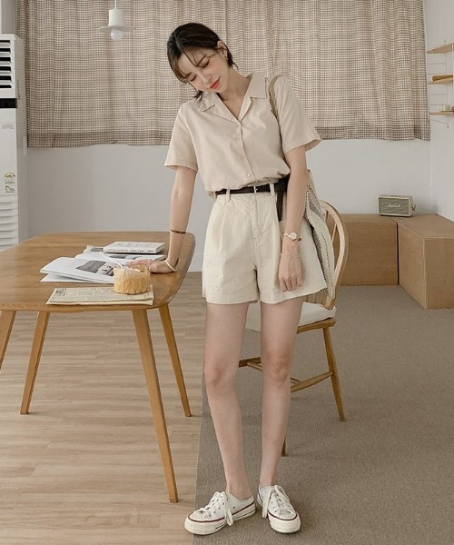 merongshop（メロンショップ）の「MERONGSHOP リネン混開襟シャツ（シャツ/ブラウス・レディース・スカイブルー/ライトベージュ/ホワイト・FREE）」の14枚目の写真