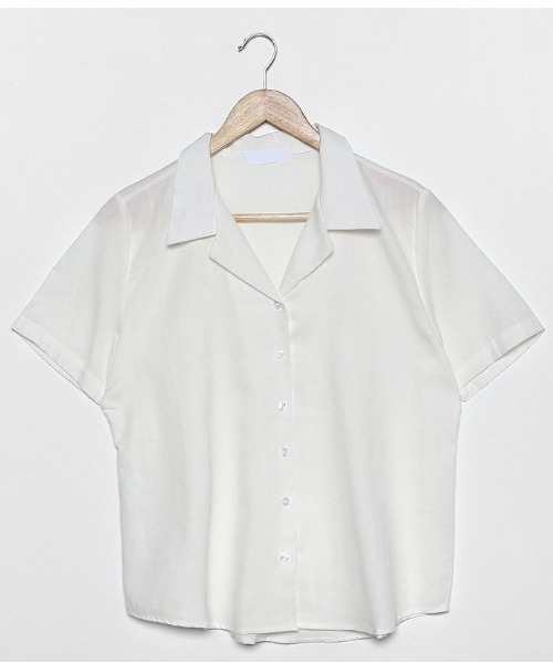 merongshop（メロンショップ）の「MERONGSHOP リネン混開襟シャツ（シャツ/ブラウス・レディース・スカイブルー/ライトベージュ/ホワイト・FREE）」の8枚目の写真