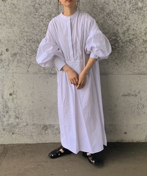 INTER FACTORY(インターファクトリー)の「WEARISTA son - ボリュームスリーブワンピース made in INTER FACTORY(ワンピース・レディース・ホワイト/ベージュ/オリーブ・FREE)」の15枚目の写真