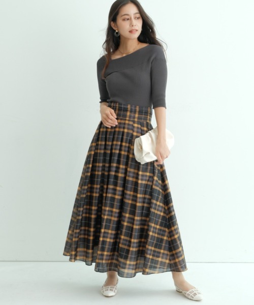 Mystrada（マイストラーダ）の「チェックスカート（スカート・レディース・ダークブラウン/ネイビー/パープル・34/36/38）」の10枚目の写真