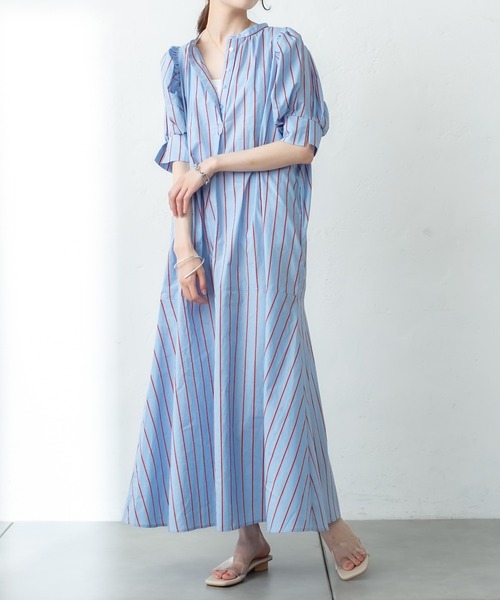 mystic（ミスティック）の「パフスリーブシャツワンピース（ワンピース・レディース・ブルー/ピンク・FREE）」の3枚目の写真