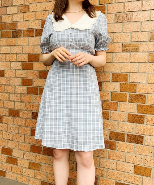 セール ブルーチェックレトロミニワンピ ワンピース Loueme ルエム のファッション通販 Zozotown