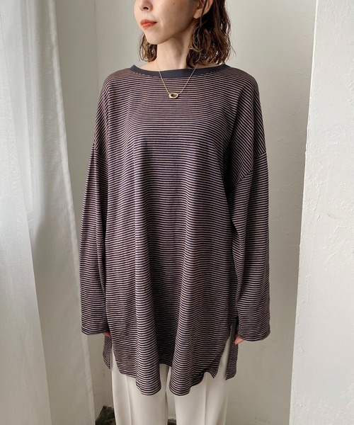 CAPRICIEUX LE'MAGE（カプリシューレマージュ）の「細ボーダーロンT（Tシャツ/カットソー・レディース・ライトベージュ/ネイビー/レッド・FREE）」の15枚目の写真