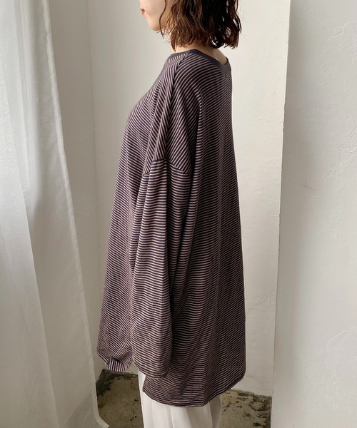 CAPRICIEUX LE'MAGE（カプリシューレマージュ）の「細ボーダーロンT（Tシャツ/カットソー・レディース・ライトベージュ/ネイビー/レッド・FREE）」の4枚目の写真