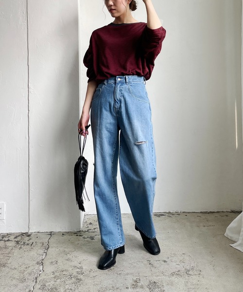 CAPRICIEUX LE'MAGE（カプリシューレマージュ）の「細ボーダーロンT（Tシャツ/カットソー・レディース・ライトベージュ/ネイビー/レッド・FREE）」の18枚目の写真