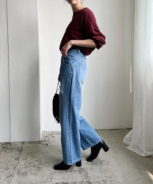 CAPRICIEUX LE'MAGE（カプリシューレマージュ）の「細ボーダーロンT（Tシャツ/カットソー・レディース・ライトベージュ/ネイビー/レッド・FREE）」の7枚目の写真