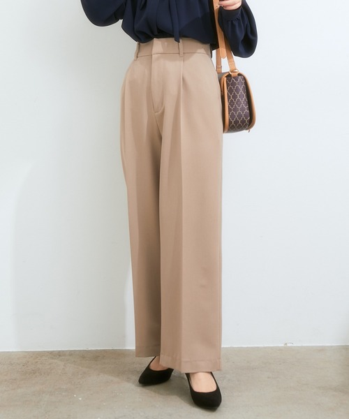 VIS（ビス）の「【セットアップ対応】スタイルアップが叶う。美脚セミワイドパンツ（スラックス・レディース・ベージュ/レンガ/ブラック/グリーン/ベージュ系その他2・L/M/S/SS）」の2枚目の写真