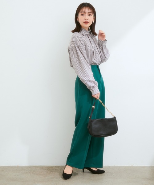 VIS（ビス）の「【セットアップ対応】スタイルアップが叶う。美脚セミワイドパンツ（スラックス・レディース・ベージュ/レンガ/ブラック/グリーン/ベージュ系その他2・L/M/S/SS）」の6枚目の写真