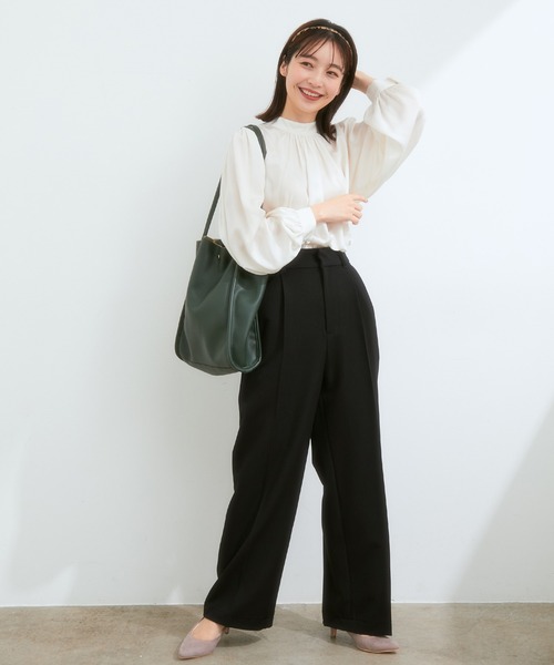 VIS（ビス）の「【セットアップ対応】スタイルアップが叶う。美脚セミワイドパンツ（スラックス・レディース・ベージュ/レンガ/ブラック/グリーン/ベージュ系その他2・L/M/S/SS）」の10枚目の写真