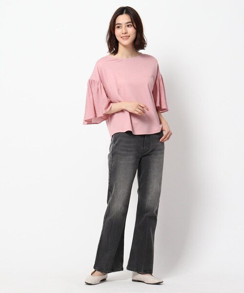 THE SHOP TK （ザ ショップ ティーケー ）の「◆EDWIN別注デニムフレアパンツ（デニムパンツ・レディース・チャコールグレー/ブルー・13/12）」の7枚目の写真