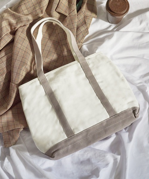 SETUP7（セットアップセブン）の「13色から選べるジップ付き、ママさんトート【SETUP7】ユーティリティキャンバスグローサリー ジップトップトート（トートバッグ・レディース・ブラック/ブラウン/グリーン/レッド/ホワイト系7/ホワイト系6/ブラック系1/グレー/ホワイト系5/ブラック系2/ネイビー系1/ネイビー系2/ネイビー系3・FREE）」の3枚目の写真