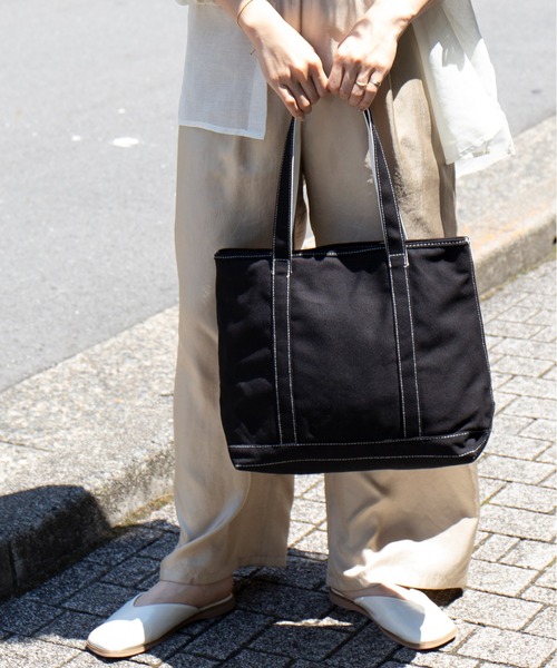 SETUP7（セットアップセブン）の「13色から選べるジップ付き、ママさんトート【SETUP7】ユーティリティキャンバスグローサリー ジップトップトート（トートバッグ・レディース・ブラック/ブラウン/グリーン/レッド/ホワイト系7/ホワイト系6/ブラック系1/グレー/ホワイト系5/ブラック系2/ネイビー系1/ネイビー系2/ネイビー系3・FREE）」の22枚目の写真