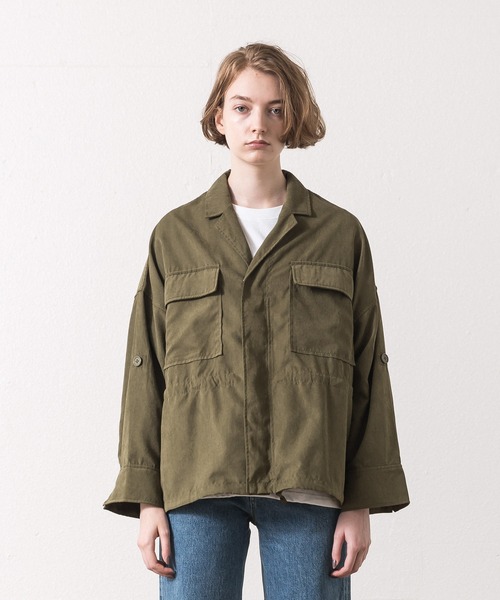 ALLUMER(アリュメール)の「フィブリルミリタリーブルゾン(ミリタリージャケット・レディース・カーキ/ブラック・1)」の4枚目の写真