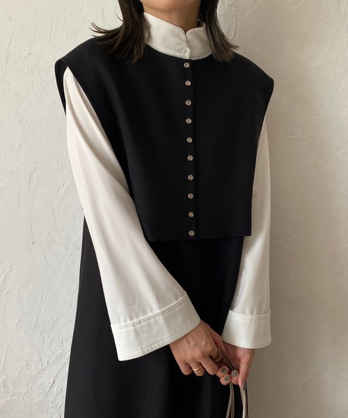 ReNorm(リノーム)の「【YUKIコラボ】2wayスタンドカラーブラウス(シャツ/ブラウス・レディース・オフホワイト/グレー・フリー)」の4枚目の写真