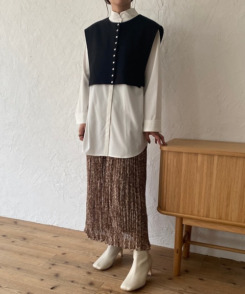 ReNorm(リノーム)の「【YUKIコラボ】2wayスタンドカラーブラウス(シャツ/ブラウス・レディース・オフホワイト/グレー・フリー)」の5枚目の写真