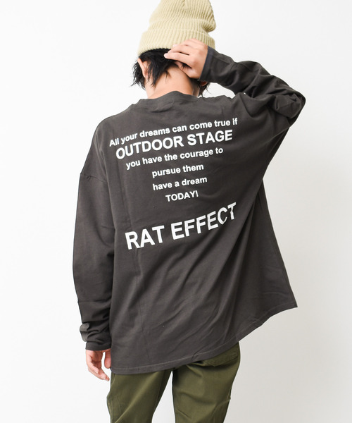 RAT EFFECT(ラットエフェクト)の「バックナロープリントロングTシャツ(Tシャツ/カットソー・キッズ・グリーン/グレー/ブラック/ライトブルー/オフホワイト/チャコールグレー・120/150/130/140/160/170)」の1枚目の写真