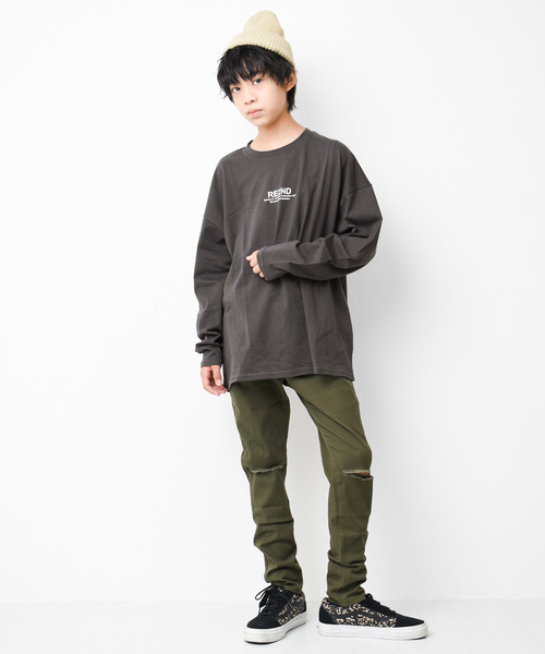 RAT EFFECT(ラットエフェクト)の「バックナロープリントロングTシャツ(Tシャツ/カットソー・キッズ・グリーン/グレー/ブラック/ライトブルー/オフホワイト/チャコールグレー・120/150/130/140/160/170)」の9枚目の写真