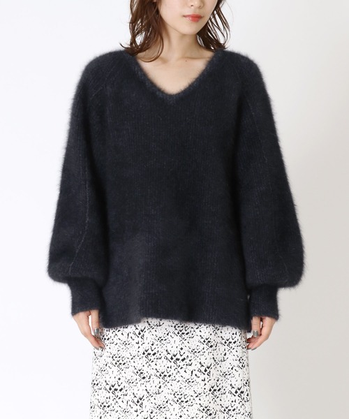 ドレスレイブ　DRESSLAVE ラクーンストレッチVネックオーバーニット DRESSLAVE ラクーンストレッチVネックニット