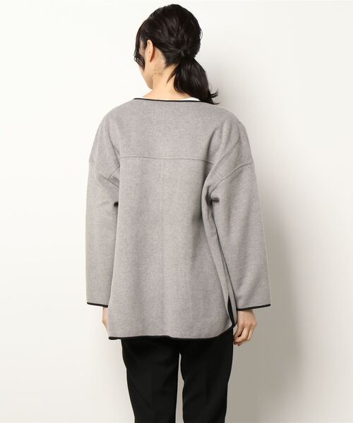 HONEYSUCKLE ROSE(ハニーサックルローズ)の「【HONEYSUCKLE ROSE】パイピングノーカラージャケット(その他アウター・レディース・オフホワイト/グレー・M/L)」の4枚目の写真