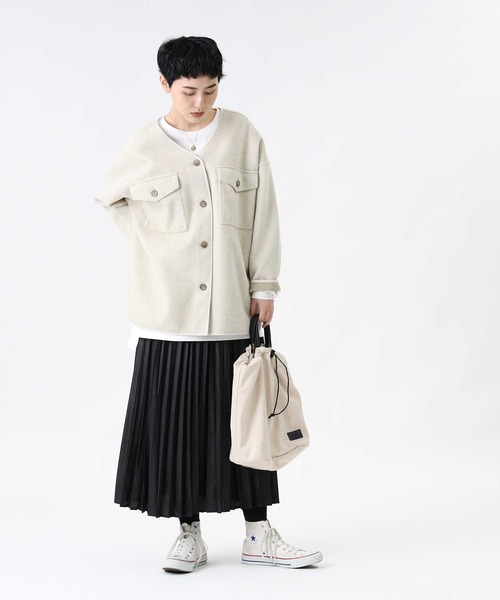 HONEYSUCKLE ROSE(ハニーサックルローズ)の「【HONEYSUCKLE ROSE】パイピングノーカラージャケット(その他アウター・レディース・オフホワイト/グレー・M/L)」の6枚目の写真