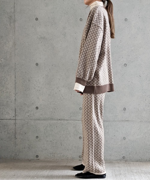 Per sist ence(パーシエンス)の「Per sist ence/パーシエンス ジャカードニットカーディガン(カーディガン/ボレロ・レディース・ブラック/ブラウン/ベージュ・FREE)」の4枚目の写真