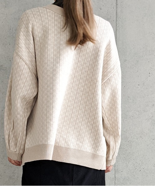 Per sist ence(パーシエンス)の「Per sist ence/パーシエンス ジャカードニットカーディガン(カーディガン/ボレロ・レディース・ブラック/ブラウン/ベージュ・FREE)」の6枚目の写真