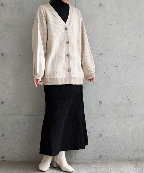 Per sist ence(パーシエンス)の「Per sist ence/パーシエンス ジャカードニットカーディガン(カーディガン/ボレロ・レディース・ブラック/ブラウン/ベージュ・FREE)」の9枚目の写真