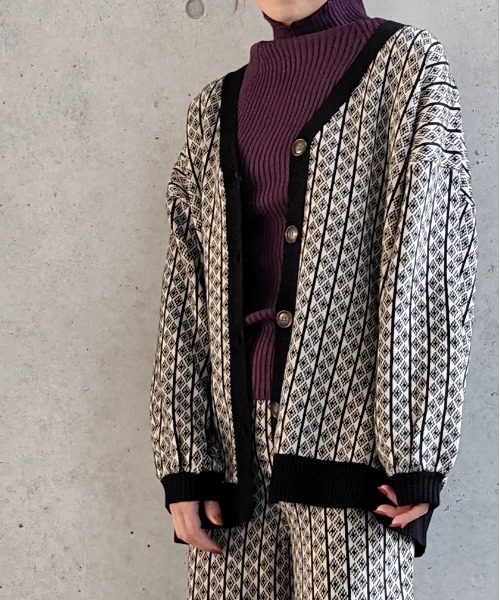 Per sist ence(パーシエンス)の「Per sist ence/パーシエンス ジャカードニットカーディガン(カーディガン/ボレロ・レディース・ブラック/ブラウン/ベージュ・FREE)」の11枚目の写真