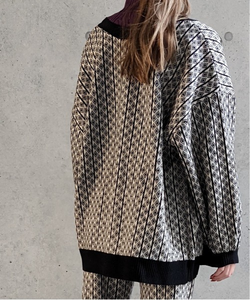 Per sist ence(パーシエンス)の「Per sist ence/パーシエンス ジャカードニットカーディガン(カーディガン/ボレロ・レディース・ブラック/ブラウン/ベージュ・FREE)」の15枚目の写真