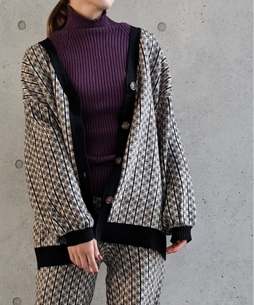 Per sist ence(パーシエンス)の「Per sist ence/パーシエンス ジャカードニットカーディガン(カーディガン/ボレロ・レディース・ブラック/ブラウン/ベージュ・FREE)」の18枚目の写真