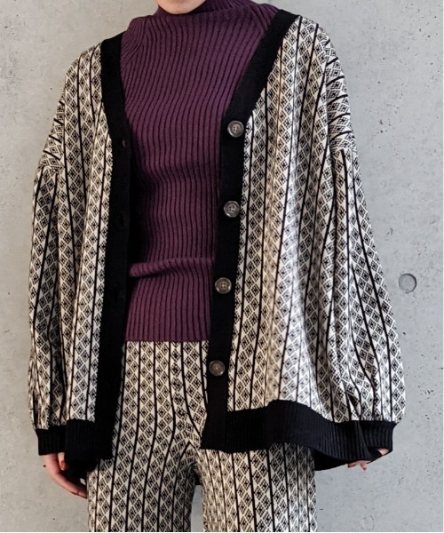 Per sist ence(パーシエンス)の「Per sist ence/パーシエンス ジャカードニットカーディガン(カーディガン/ボレロ・レディース・ブラック/ブラウン/ベージュ・FREE)」の20枚目の写真