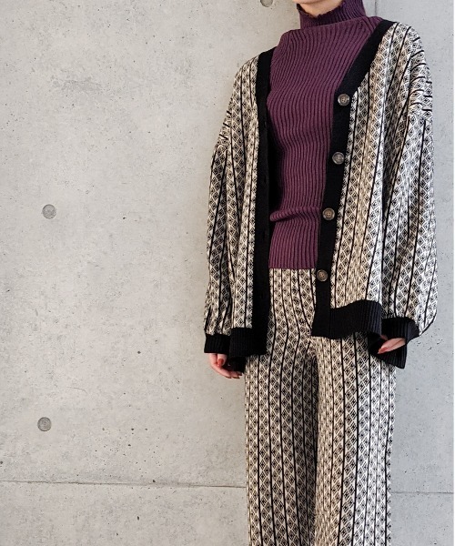 Per sist ence(パーシエンス)の「Per sist ence/パーシエンス ジャカードニットカーディガン(カーディガン/ボレロ・レディース・ブラック/ブラウン/ベージュ・FREE)」の21枚目の写真