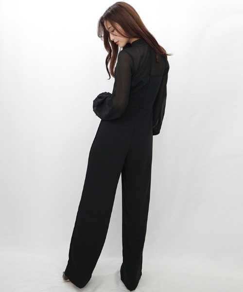 AMBIENT(アンビエント)の「カットネックシフォンコンビパンツドレス(つなぎ/オールインワン・レディース・ブラック・S)」の9枚目の写真