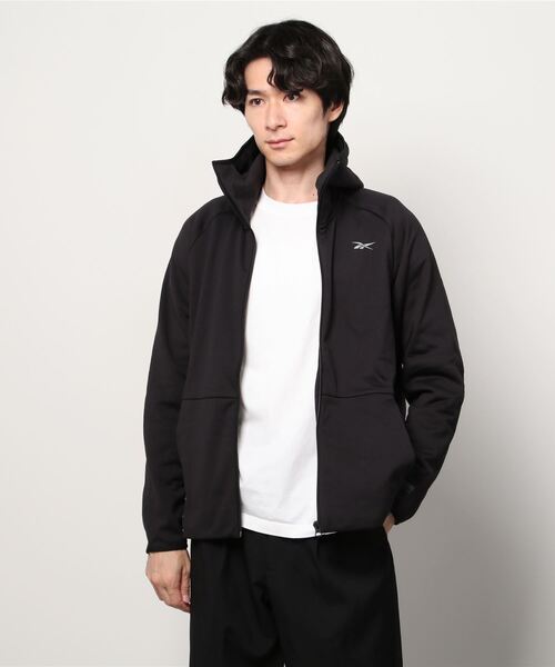 Reebok(リーボック)の「DMX トレーニング マイクロ フリース ジャケット / DMX Training Micro Fleece Jacket(パーカー・メンズ・ブラック・MEDIUM/SMALL/LARGE/X-LARGE/XX-LARGE/XXX-LARGE)」の2枚目の写真
