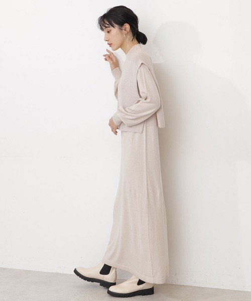 NATURAL BEAUTY BASIC(ナチュラルビューティーベーシック)の「ベストレイヤードニットワンピース(ワンピース・レディース・グレー/オフホワイト/ピンク・MEDIUM)」の12枚目の写真