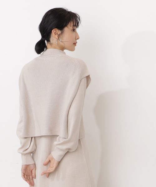 NATURAL BEAUTY BASIC(ナチュラルビューティーベーシック)の「ベストレイヤードニットワンピース(ワンピース・レディース・グレー/オフホワイト/ピンク・MEDIUM)」の14枚目の写真