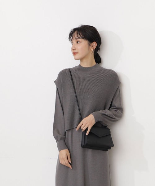 NATURAL BEAUTY BASIC(ナチュラルビューティーベーシック)の「ベストレイヤードニットワンピース(ワンピース・レディース・グレー/オフホワイト/ピンク・MEDIUM)」の16枚目の写真
