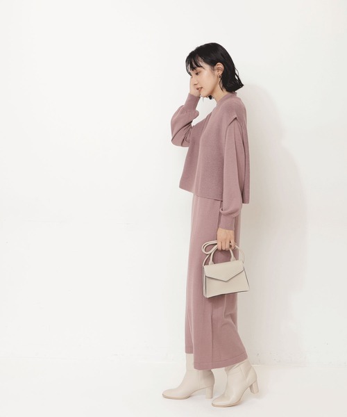 NATURAL BEAUTY BASIC(ナチュラルビューティーベーシック)の「ベストレイヤードニットワンピース(ワンピース・レディース・グレー/オフホワイト/ピンク・MEDIUM)」の7枚目の写真