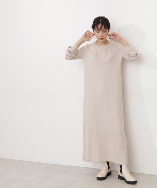 NATURAL BEAUTY BASIC(ナチュラルビューティーベーシック)の「ベストレイヤードニットワンピース(ワンピース・レディース・グレー/オフホワイト/ピンク・MEDIUM)」の19枚目の写真