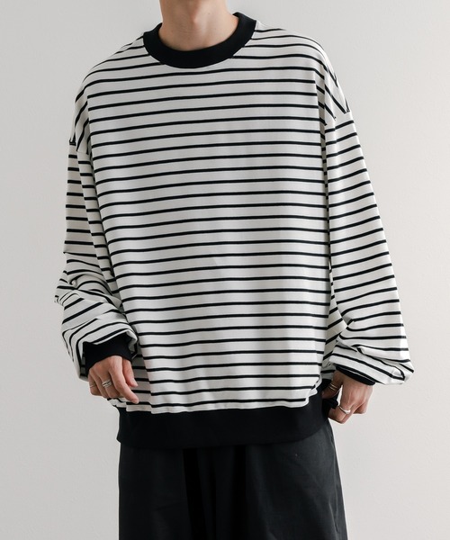 epnok(エプノック)の「ボーダールーズロンT(Tシャツ/カットソー・メンズ・オフホワイト/ブラック・SMALL/MEDIUM/LARGE)」の3枚目の写真