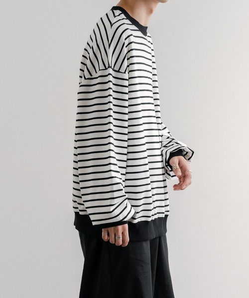 epnok(エプノック)の「ボーダールーズロンT(Tシャツ/カットソー・メンズ・オフホワイト/ブラック・SMALL/MEDIUM/LARGE)」の4枚目の写真