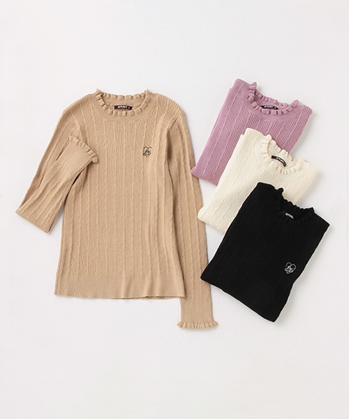 by LOVEiT（バイラビット）の「ハイゲージリブニット（ニット/セーター・キッズ・オフホワイト/ベージュ/ラベンダー/ブラック・160cm/120cm）」の14枚目の写真