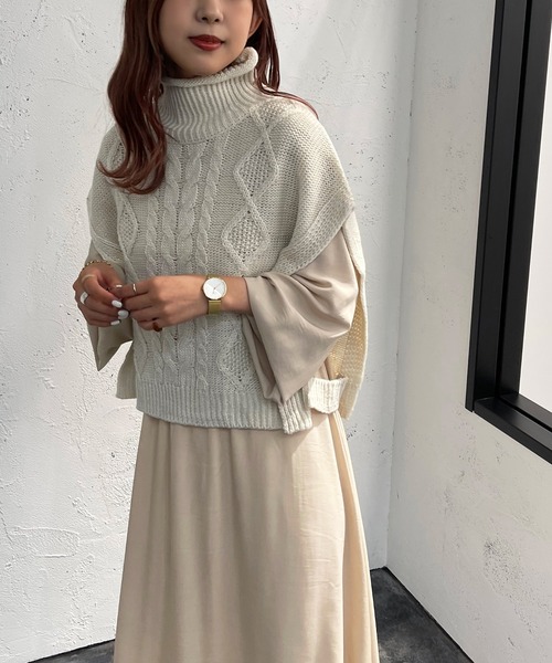 apres jour mignon（アプレジュールミニョン）の「ロールハイネックケーブルベスト【ZOZOTOWN限定アイテム】（ベスト・レディース・ボルドー/アイボリー/ブラック・X-LARGE/フリー）」の16枚目の写真
