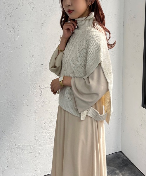 apres jour mignon（アプレジュールミニョン）の「ロールハイネックケーブルベスト【ZOZOTOWN限定アイテム】（ベスト・レディース・ボルドー/アイボリー/ブラック・X-LARGE/フリー）」の13枚目の写真