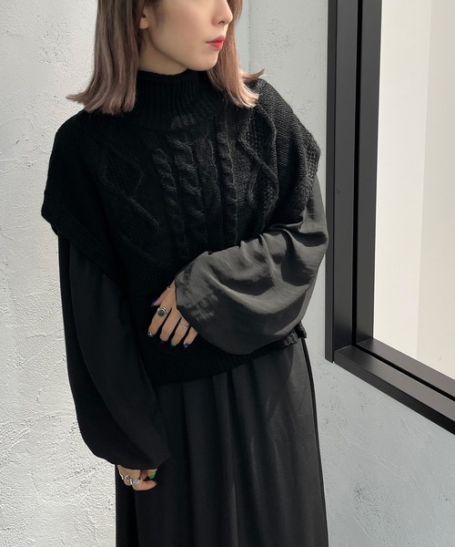 apres jour mignon（アプレジュールミニョン）の「ロールハイネックケーブルベスト【ZOZOTOWN限定アイテム】（ベスト・レディース・ボルドー/アイボリー/ブラック・X-LARGE/フリー）」の22枚目の写真