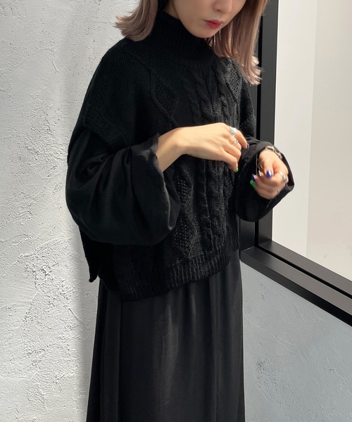 apres jour mignon（アプレジュールミニョン）の「ロールハイネックケーブルベスト【ZOZOTOWN限定アイテム】（ベスト・レディース・ボルドー/アイボリー/ブラック・X-LARGE/フリー）」の17枚目の写真