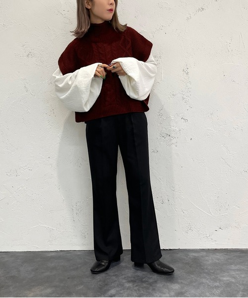 apres jour mignon（アプレジュールミニョン）の「ロールハイネックケーブルベスト【ZOZOTOWN限定アイテム】（ベスト・レディース・ボルドー/アイボリー/ブラック・X-LARGE/フリー）」の15枚目の写真