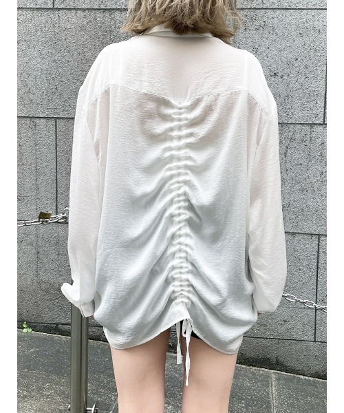 ENVYM（アンビー）の「ギャザールーズＳＨ（シャツ/ブラウス・レディース・ホワイト/ブラック/グリーン・FREE）」の4枚目の写真